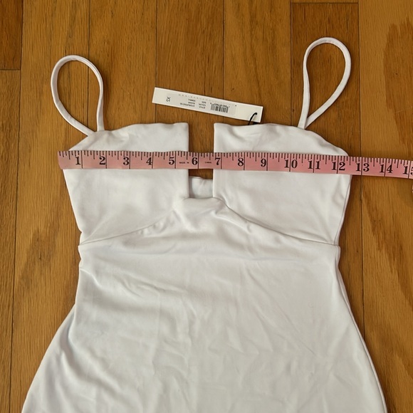 Susana Monaco XS NWT Sugar white Bodycon tank dress nylon mini cutout spaghetti - Picture 3 of 5